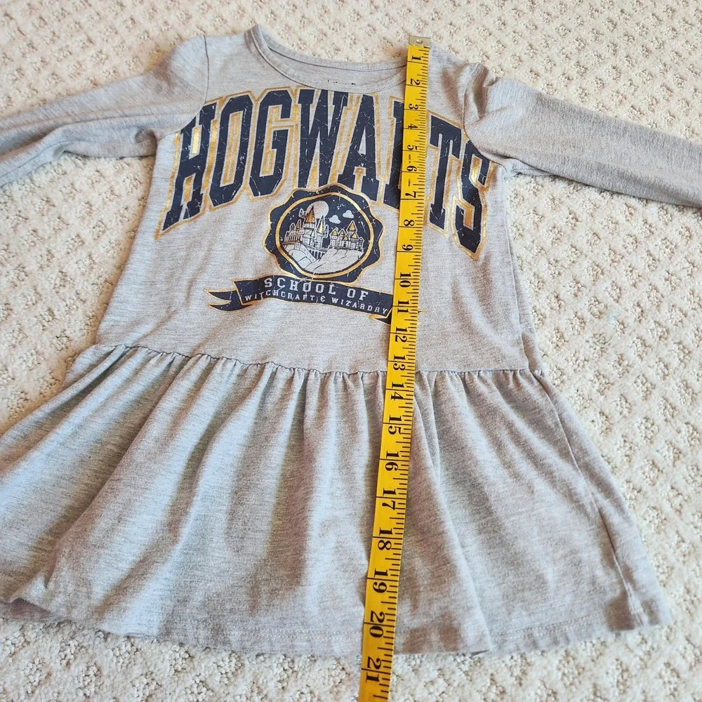 Harry‎ Potter Hogwarts School Gray Long Sleeve Ruffle Dress Girls size 4T